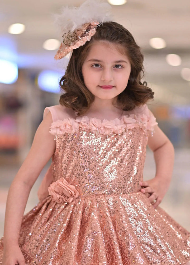 Qurratulain Saqib Pret Embroidered Shirt Peach Bows Blossom