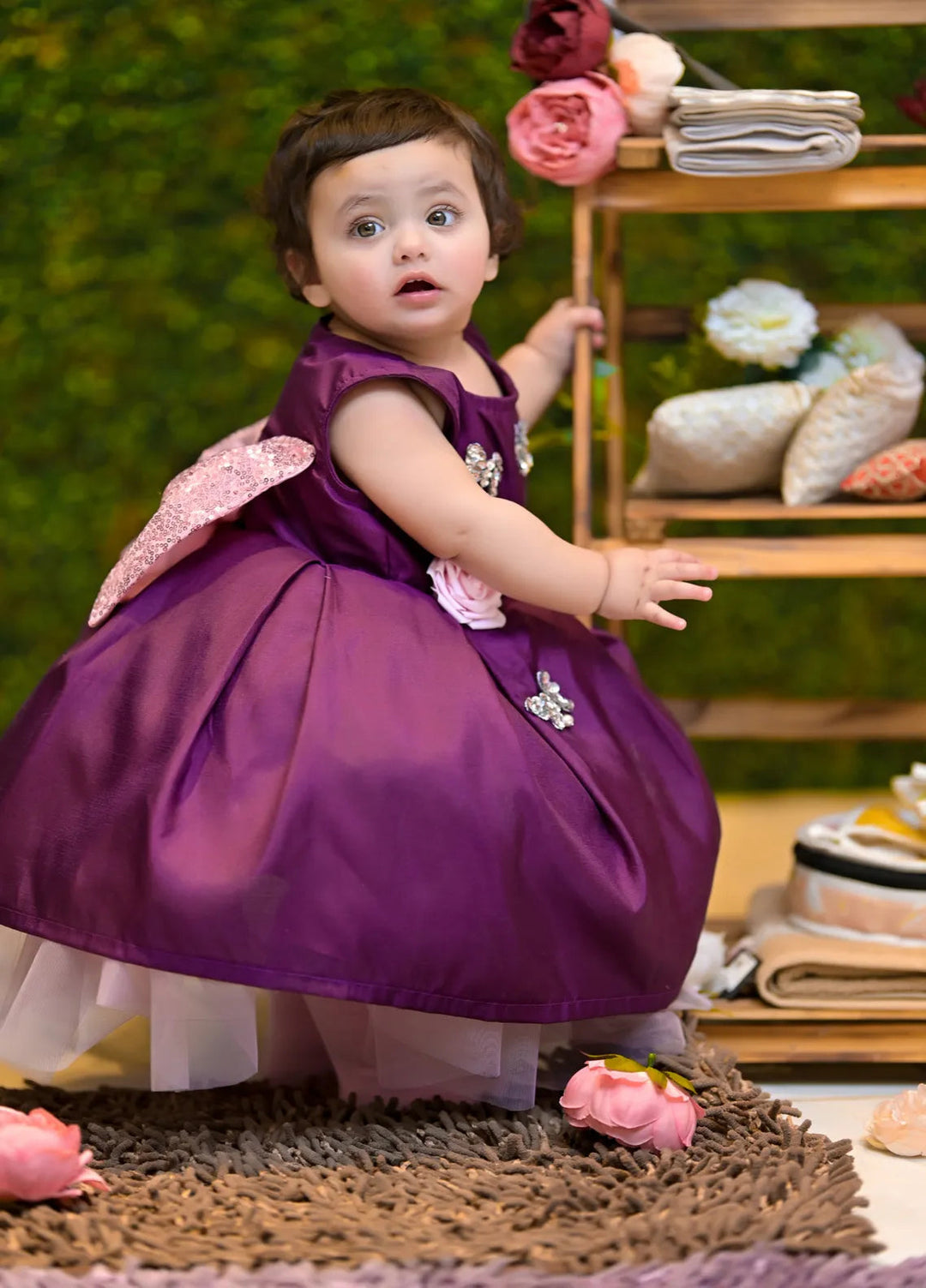 Qurratulain Saqib Pret Embroidered Shirt Plum Lilac