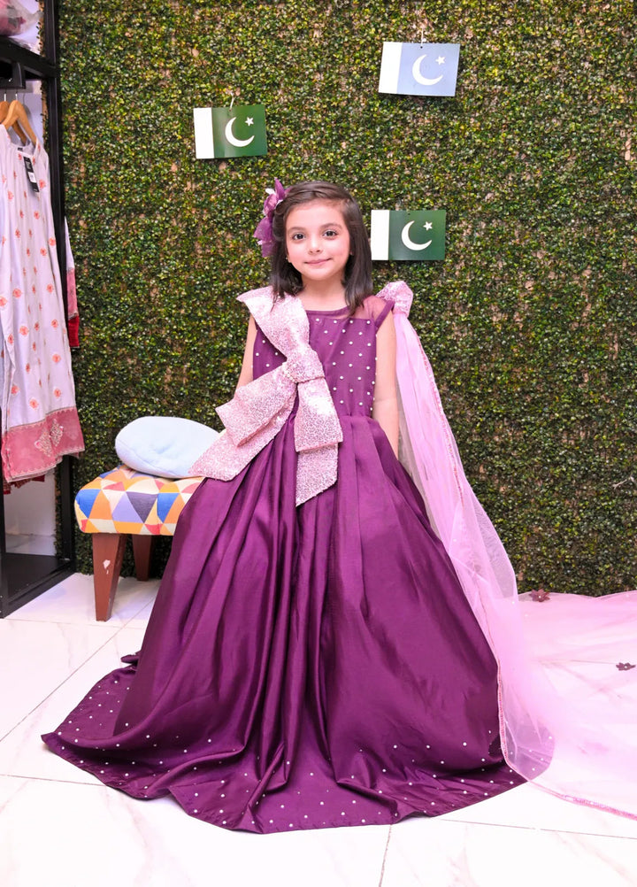 Qurratulain Saqib Pret Embroidered Shirt Plum Princess