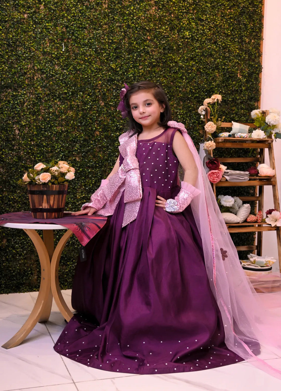 Qurratulain Saqib Pret Embroidered Shirt Plum Princess