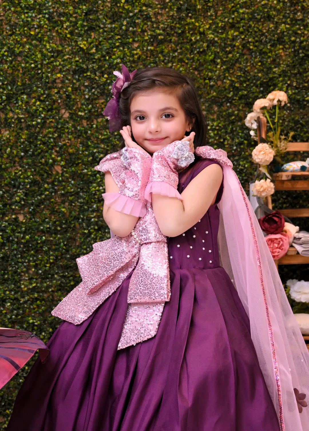 Qurratulain Saqib Pret Embroidered Shirt Plum Princess