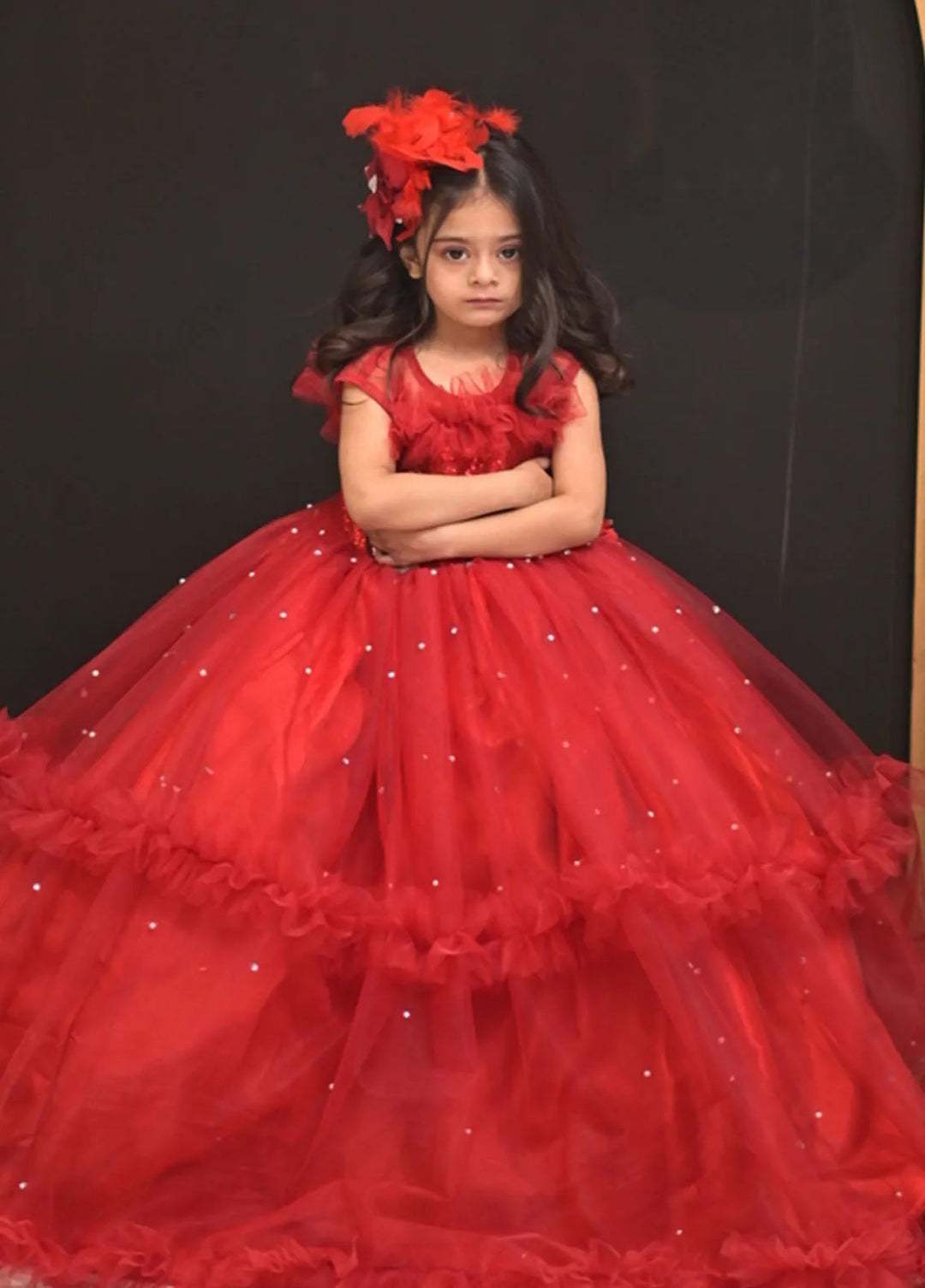 Qurratulain Saqib Pret Embroidered Shirt Red Rose