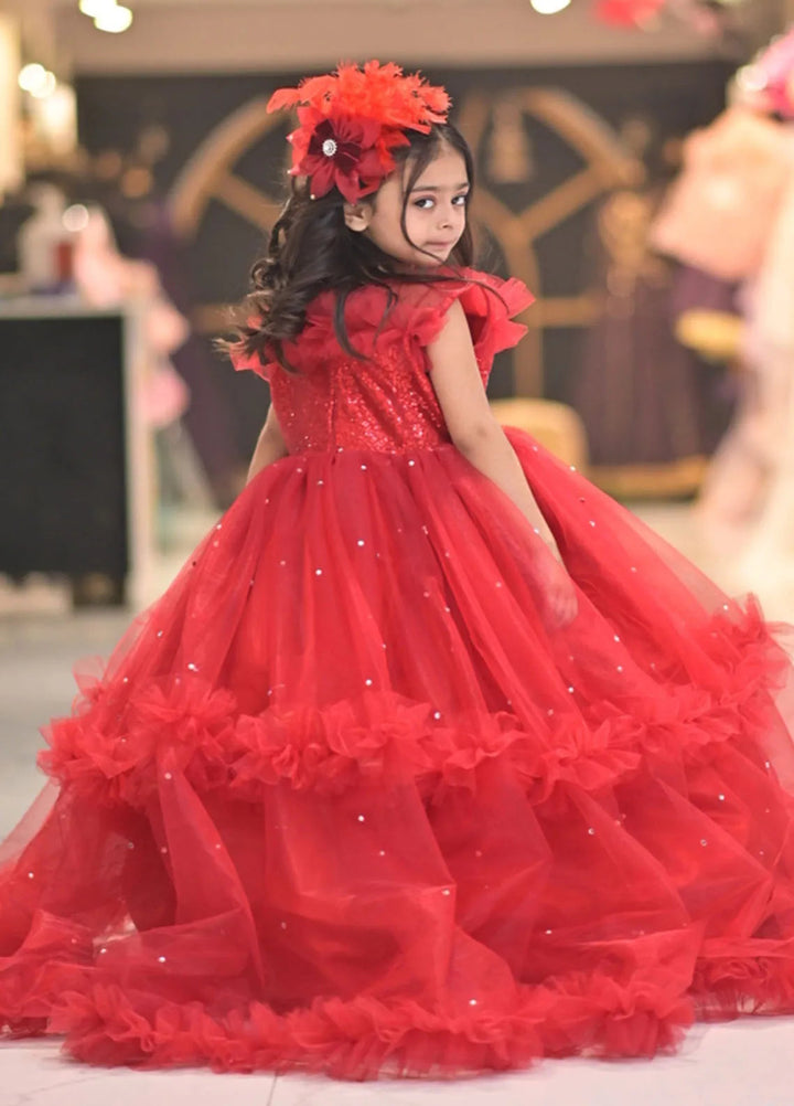 Qurratulain Saqib Pret Embroidered Shirt Red Rose