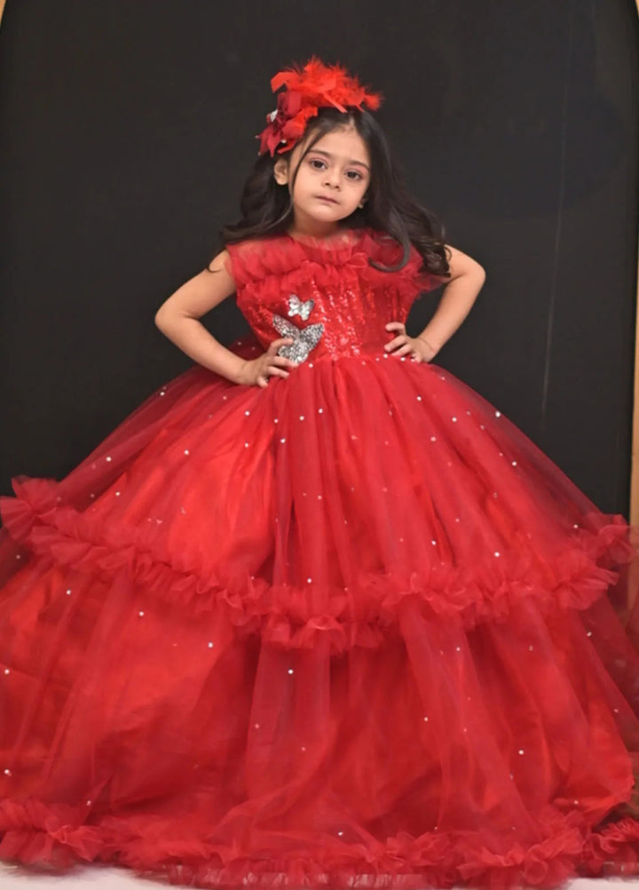 Qurratulain Saqib Pret Embroidered Shirt Red Rose