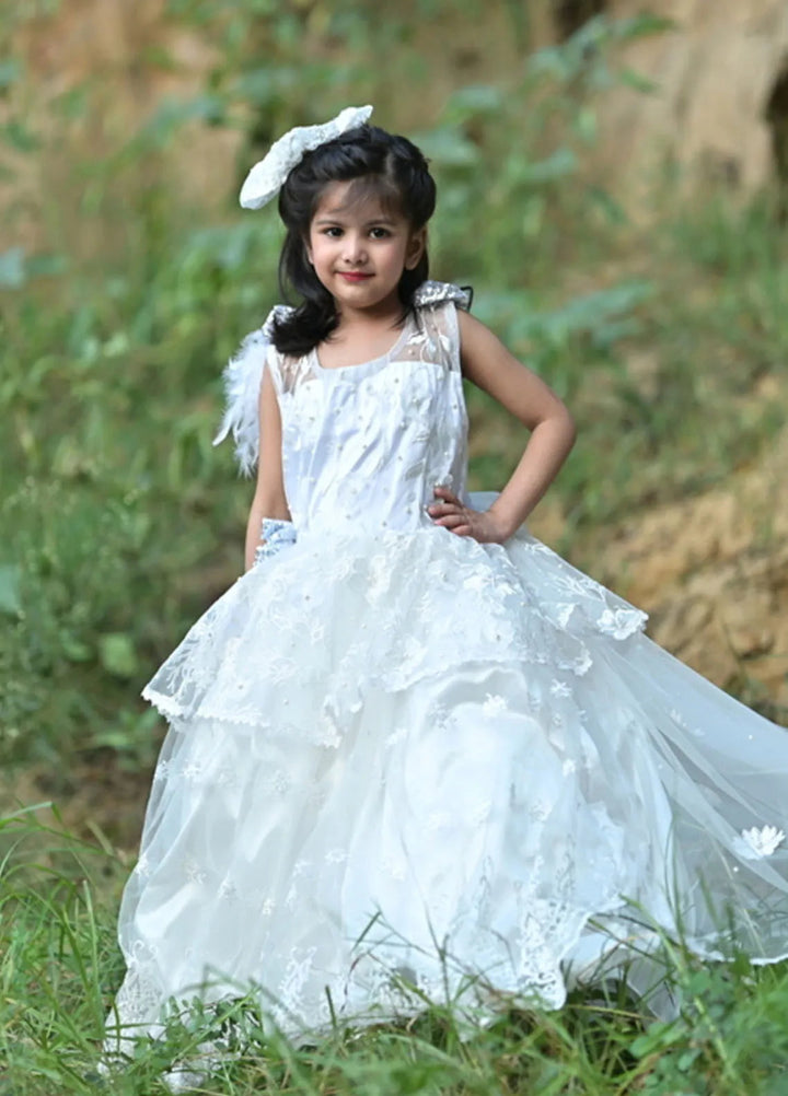 Qurratulain Saqib Pret Embroidered Shirt White Deluxe