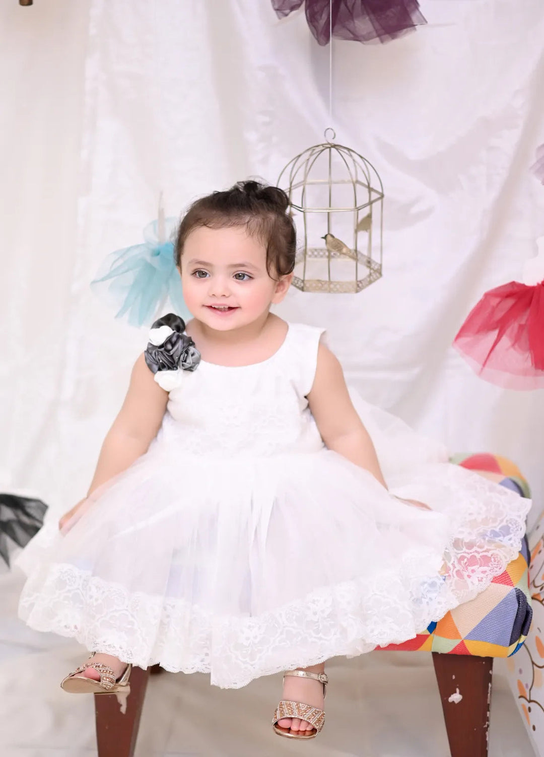 Qurratulain Saqib Pret Embroidered Shirt White Snow