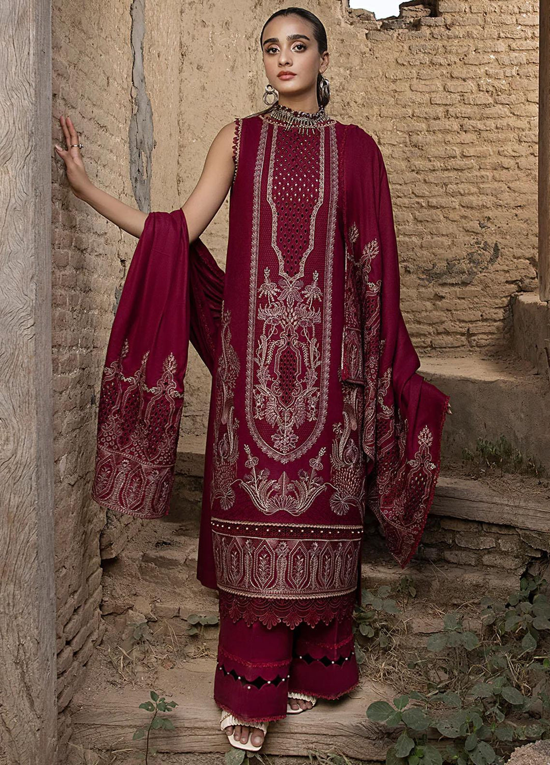 Raahi By Izel Embroidered Fiber Suits Unstitched 3 Piece IZL23RH Haya - Winter Collection