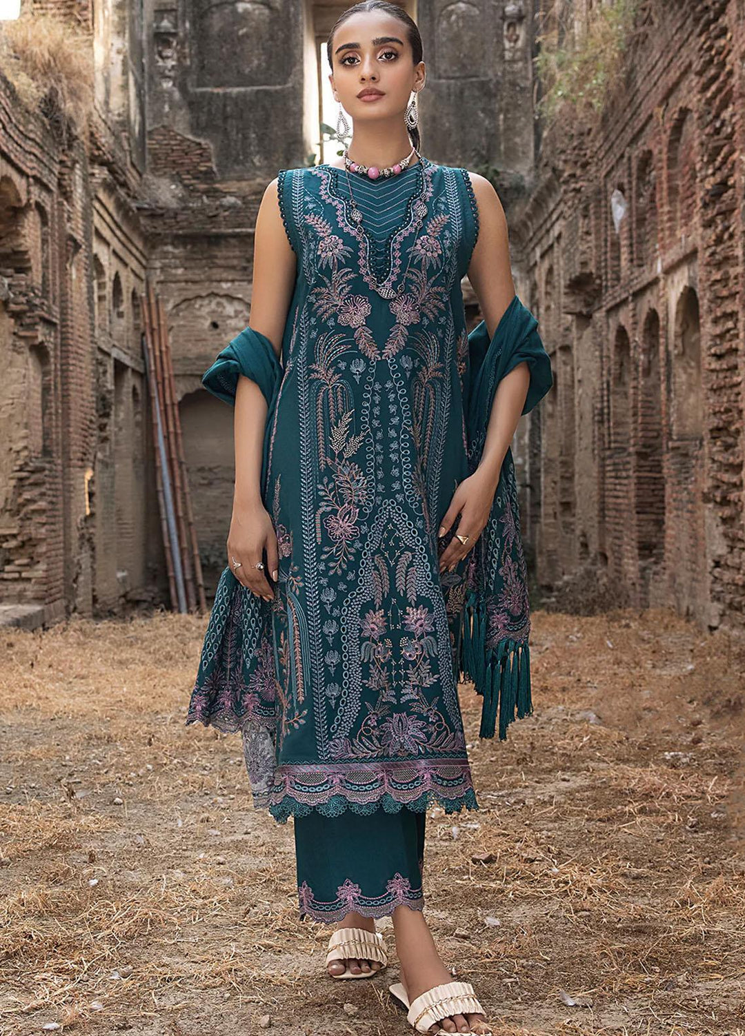 Raahi By Izel Embroidered Fiber Suits Unstitched 3 Piece IZL23RH Mahru - Winter Collection