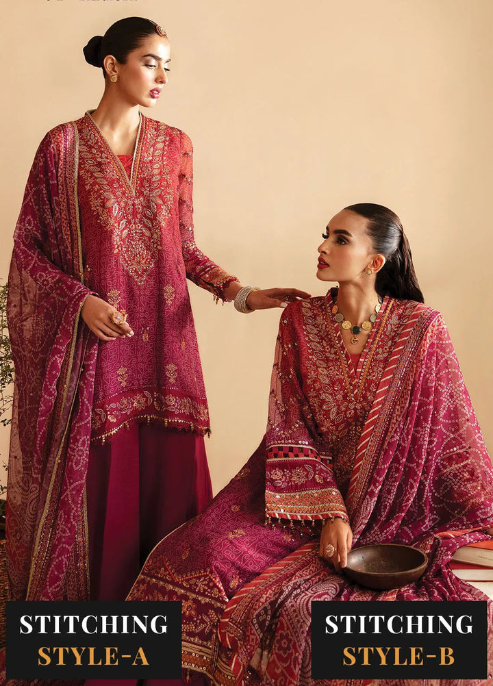 Raahi By Xenia Embroidered Chiffon Suit Unstitched 3 Piece ZE24R D-01 Arisa - Formal Collection