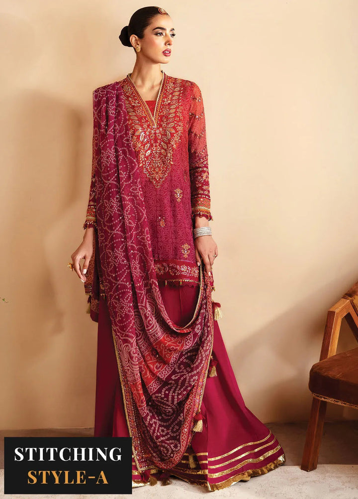 Raahi By Xenia Embroidered Chiffon Suit Unstitched 3 Piece ZE24R D-01 Arisa - Formal Collection