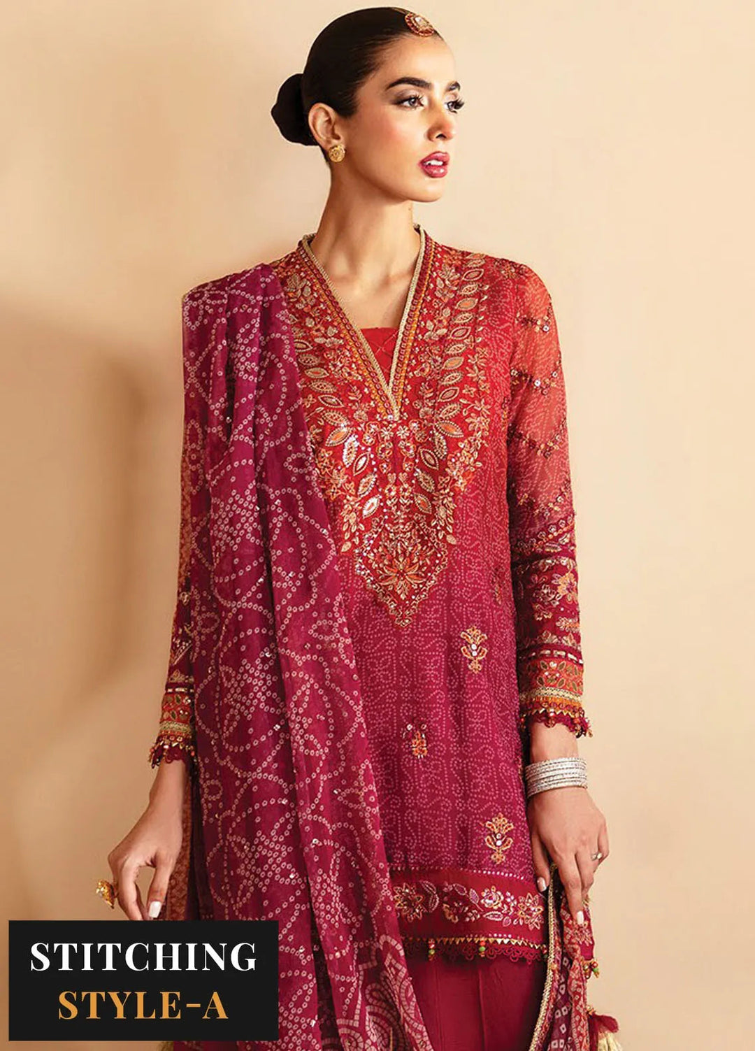 Raahi By Xenia Embroidered Chiffon Suit Unstitched 3 Piece ZE24R D-01 Arisa - Formal Collection