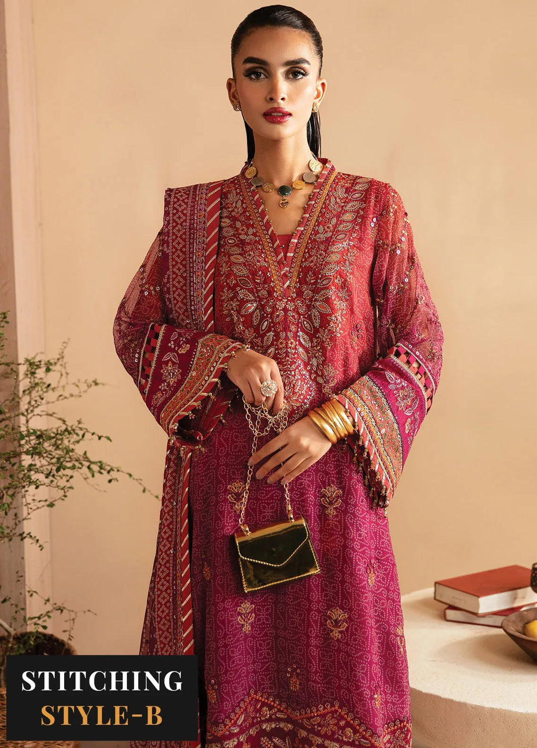 Raahi By Xenia Embroidered Chiffon Suit Unstitched 3 Piece ZE24R D-01 Arisa - Formal Collection