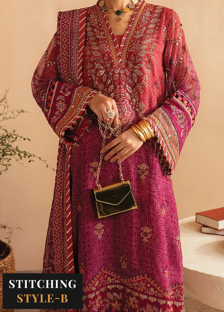 Raahi By Xenia Embroidered Chiffon Suit Unstitched 3 Piece ZE24R D-01 Arisa - Formal Collection