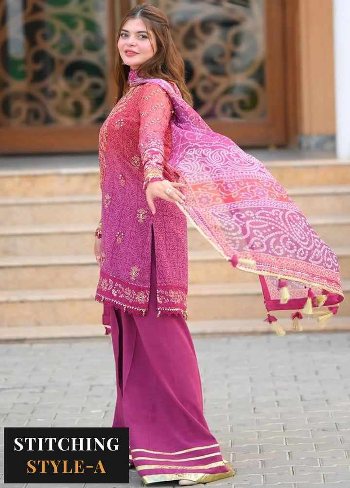 Raahi By Xenia Embroidered Chiffon Suit Unstitched 3 Piece ZE24R D-01 Arisa - Formal Collection