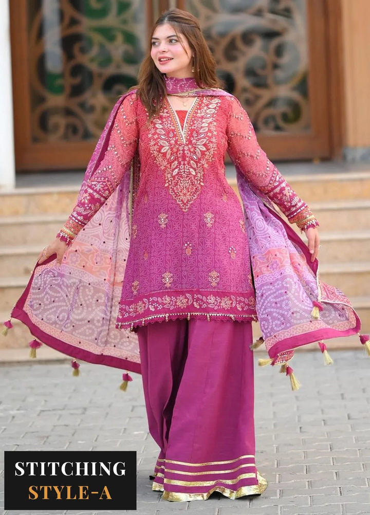 Raahi By Xenia Embroidered Chiffon Suit Unstitched 3 Piece ZE24R D-01 Arisa - Formal Collection