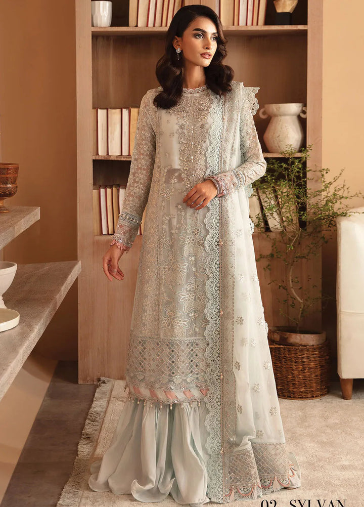 Raahi By Xenia Embroidered Chiffon Suit Unstitched 3 Piece ZE24R D-02 Sylvan - Formal Collection