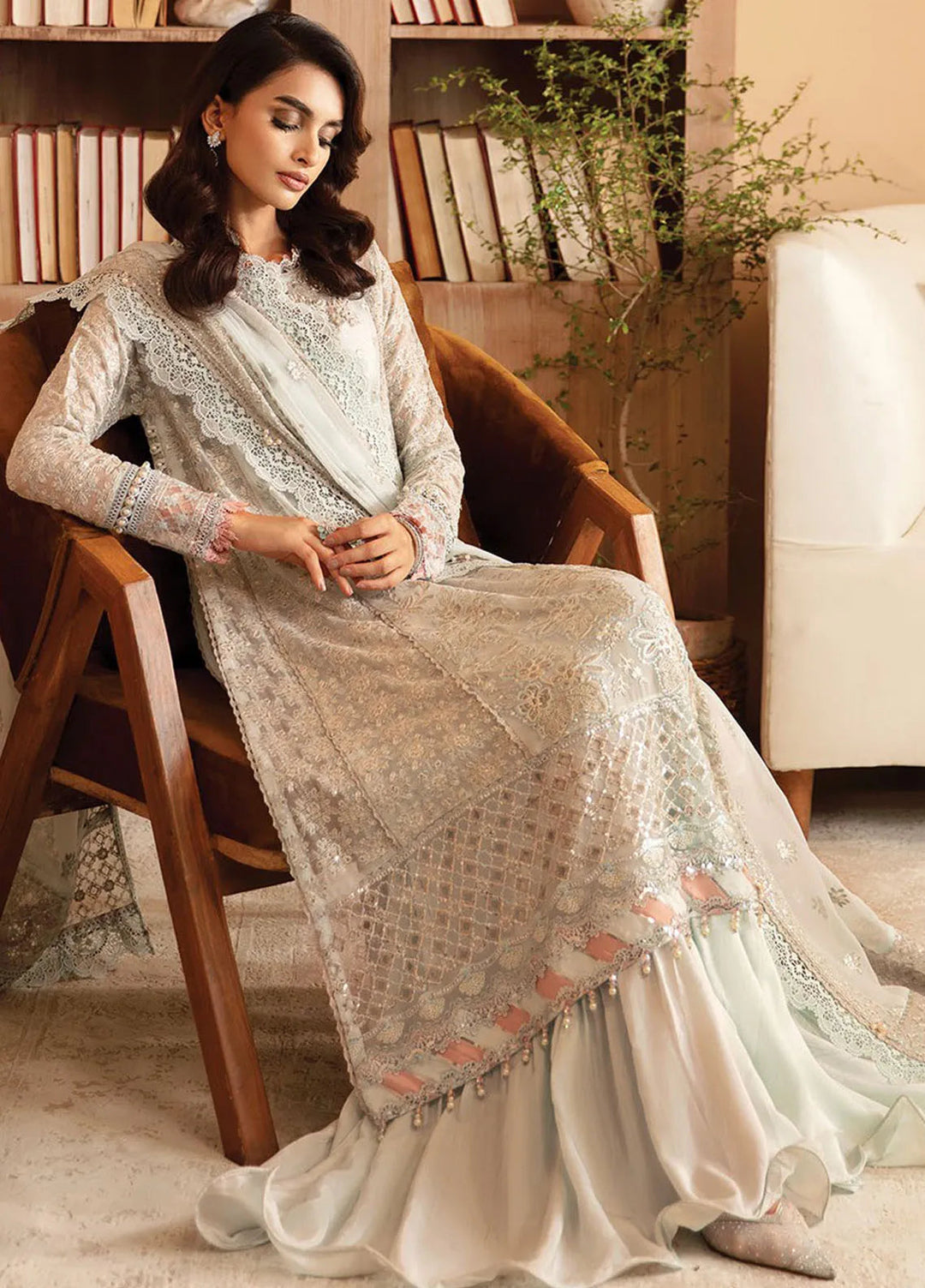 Raahi By Xenia Embroidered Chiffon Suit Unstitched 3 Piece ZE24R D-02 Sylvan - Formal Collection