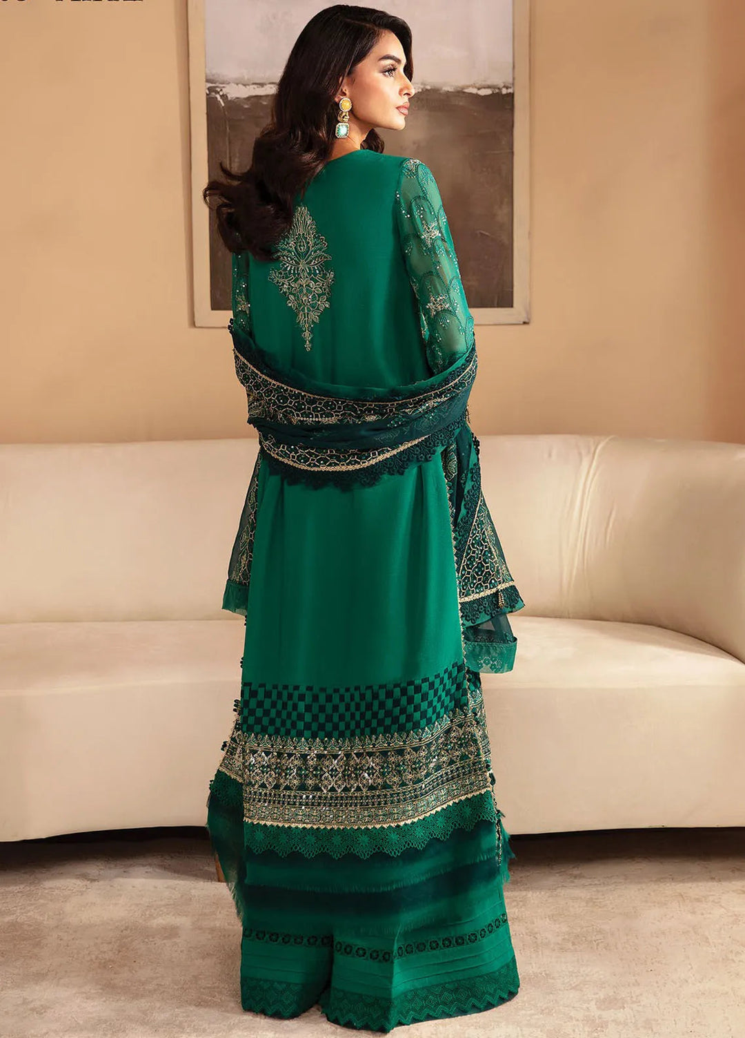 Raahi By Xenia Embroidered Chiffon Suit Unstitched 3 Piece ZE24R D-03 Mirai - Formal Collection