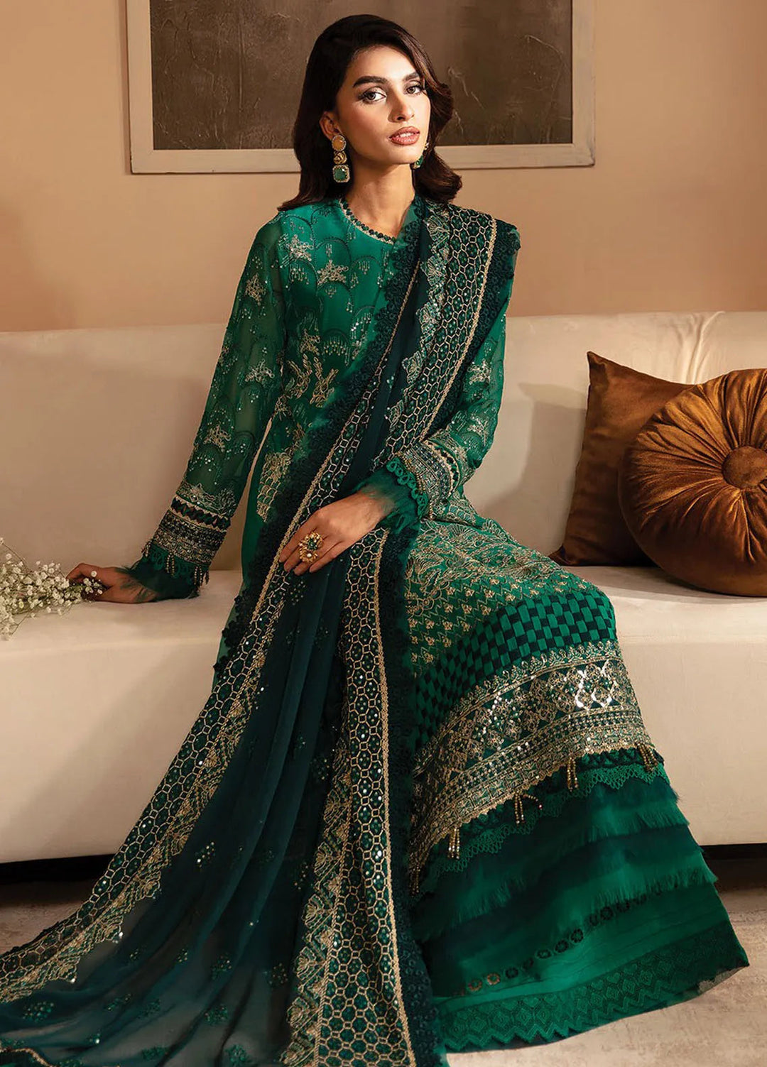 Raahi By Xenia Embroidered Chiffon Suit Unstitched 3 Piece ZE24R D-03 Mirai - Formal Collection