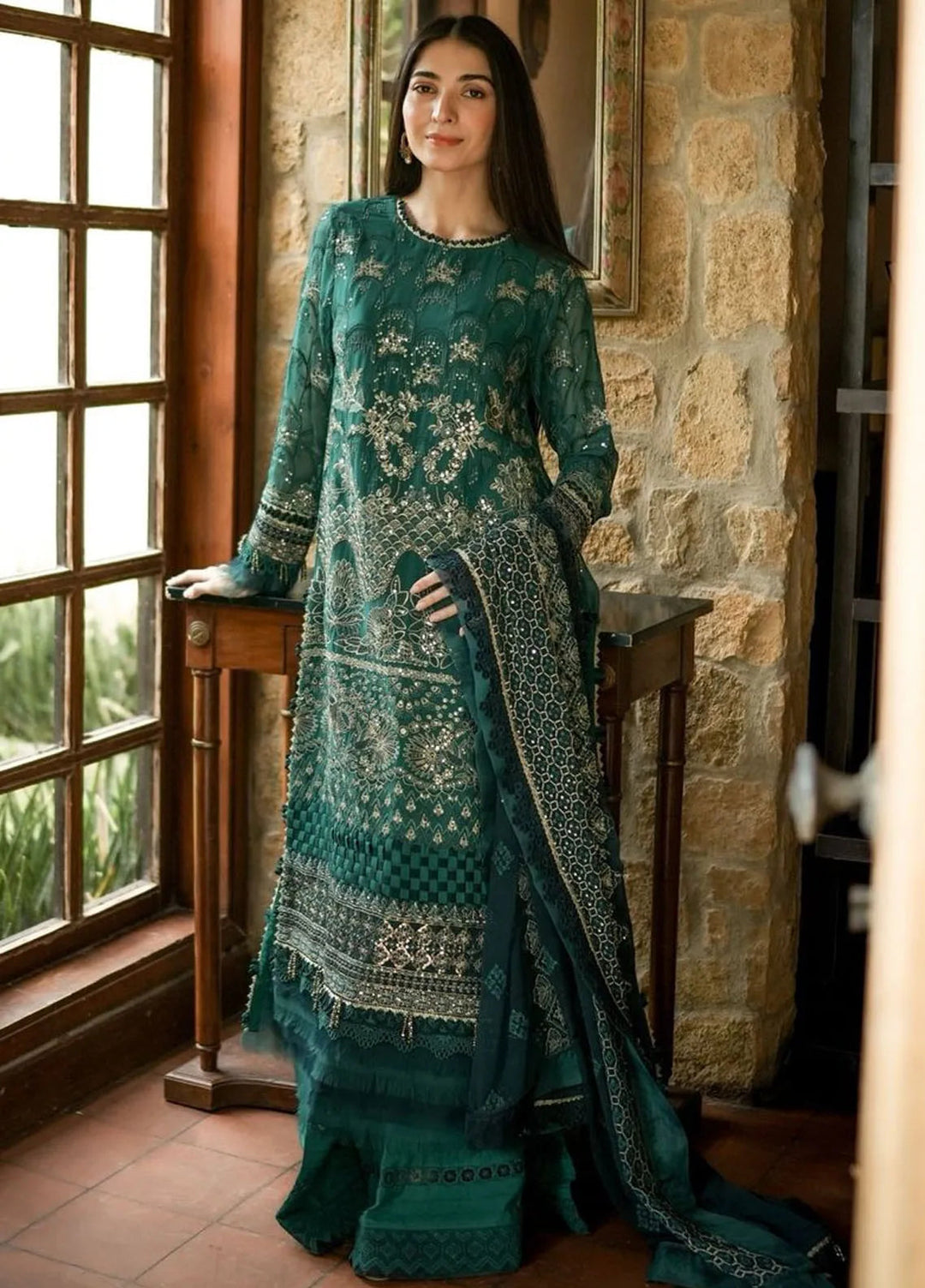 Raahi By Xenia Embroidered Chiffon Suit Unstitched 3 Piece ZE24R D-03 Mirai - Formal Collection