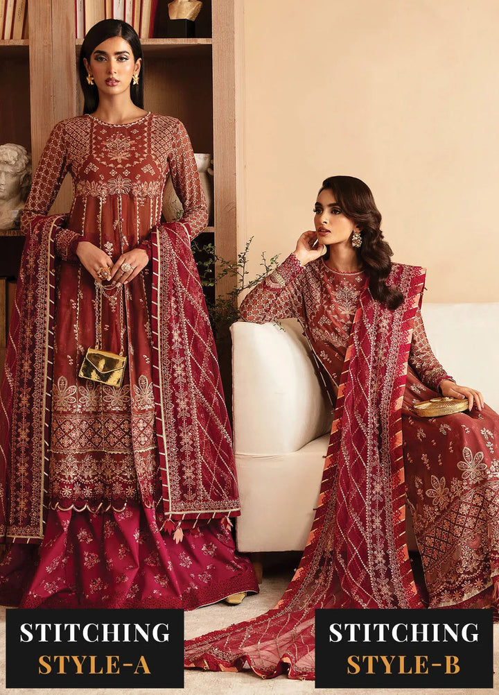 Raahi By Xenia Embroidered Chiffon Suit Unstitched 3 Piece ZE24R D-05 Ishma - Formal Collection