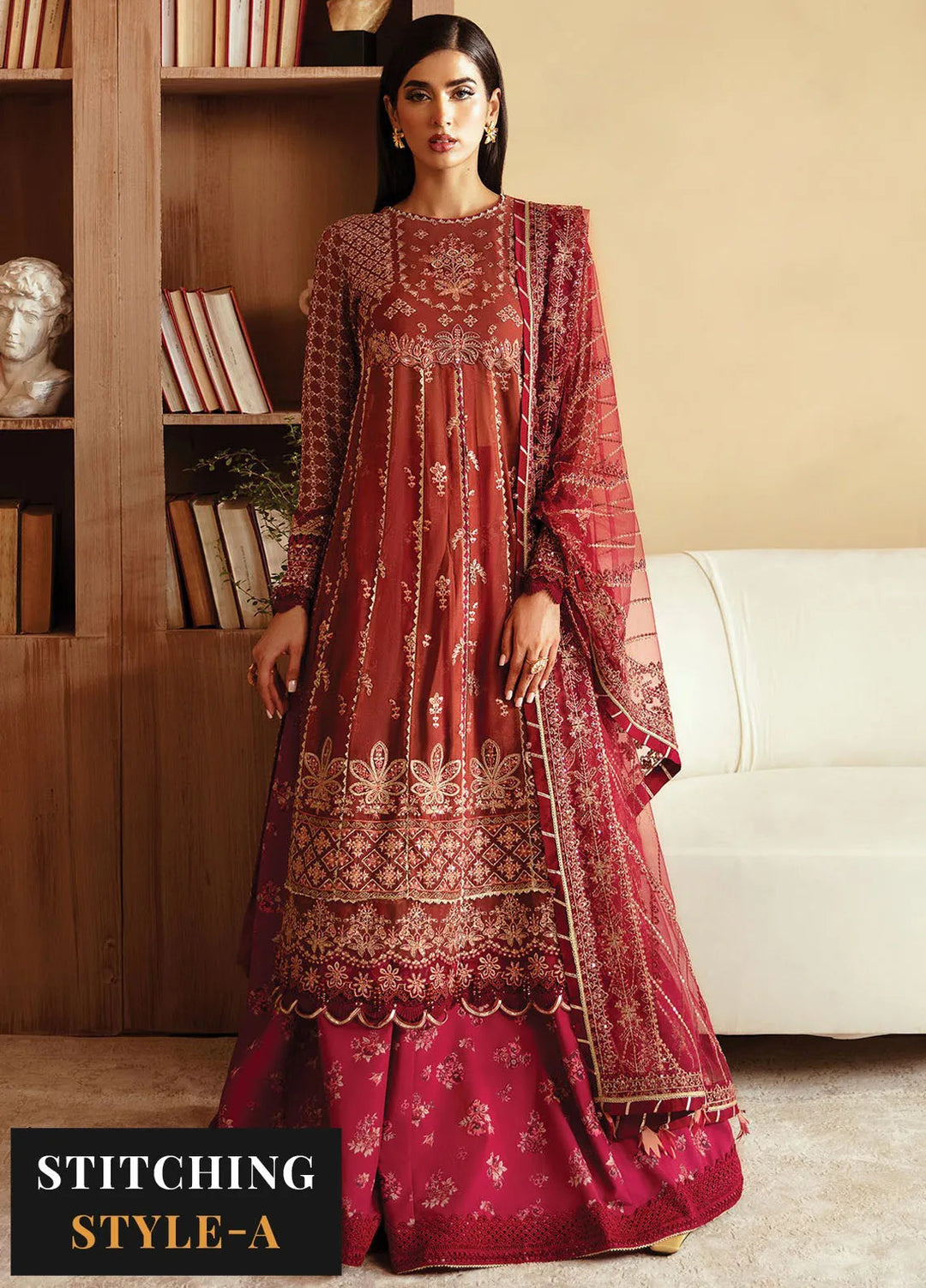 Raahi By Xenia Embroidered Chiffon Suit Unstitched 3 Piece ZE24R D-05 Ishma - Formal Collection