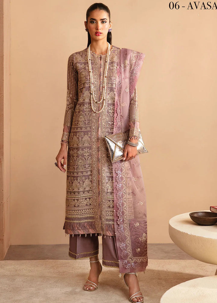 Raahi By Xenia Embroidered Chiffon Suit Unstitched 3 Piece ZE24R D-06 Avasa - Formal Collection