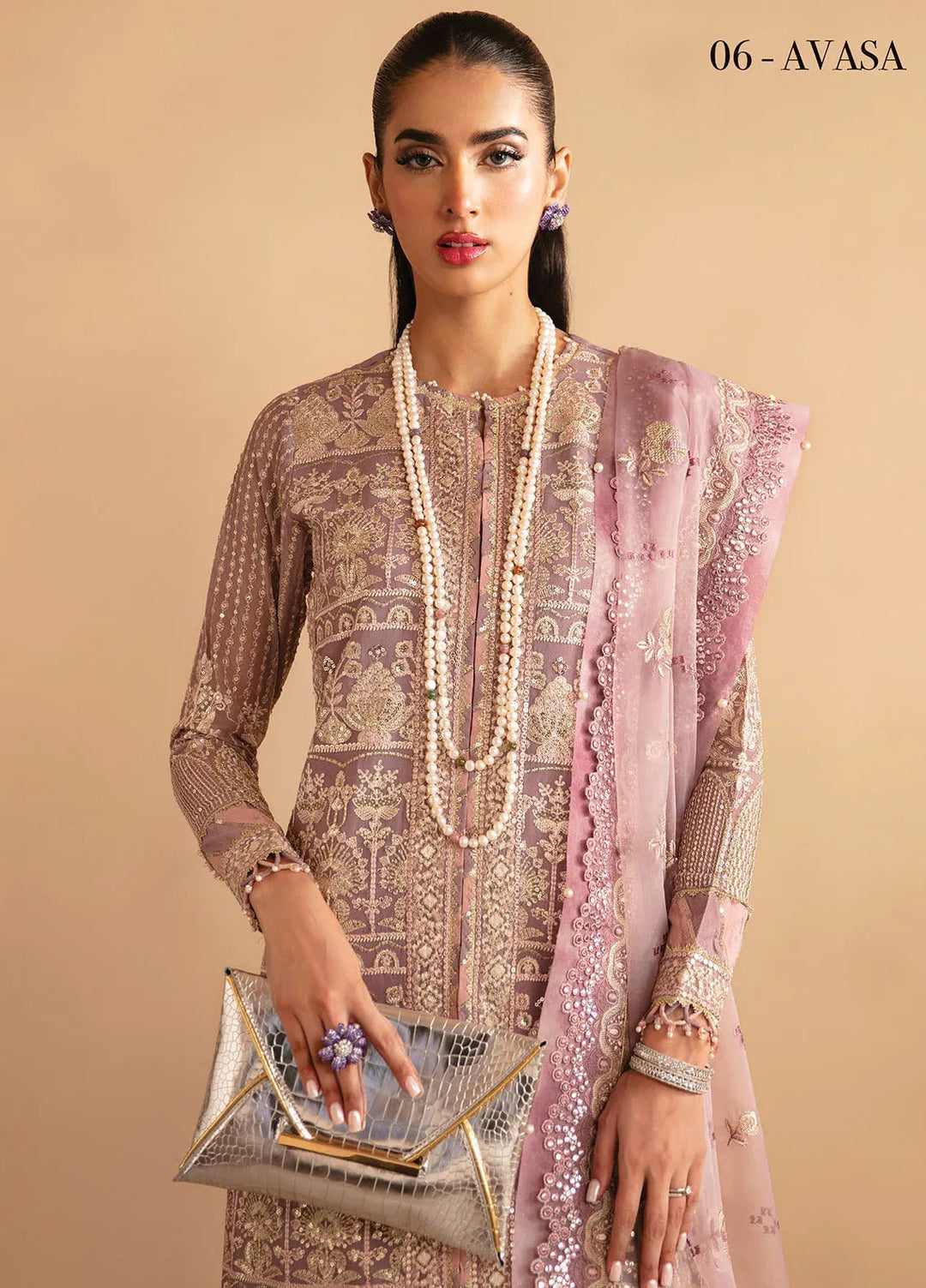 Raahi By Xenia Embroidered Chiffon Suit Unstitched 3 Piece ZE24R D-06 Avasa - Formal Collection