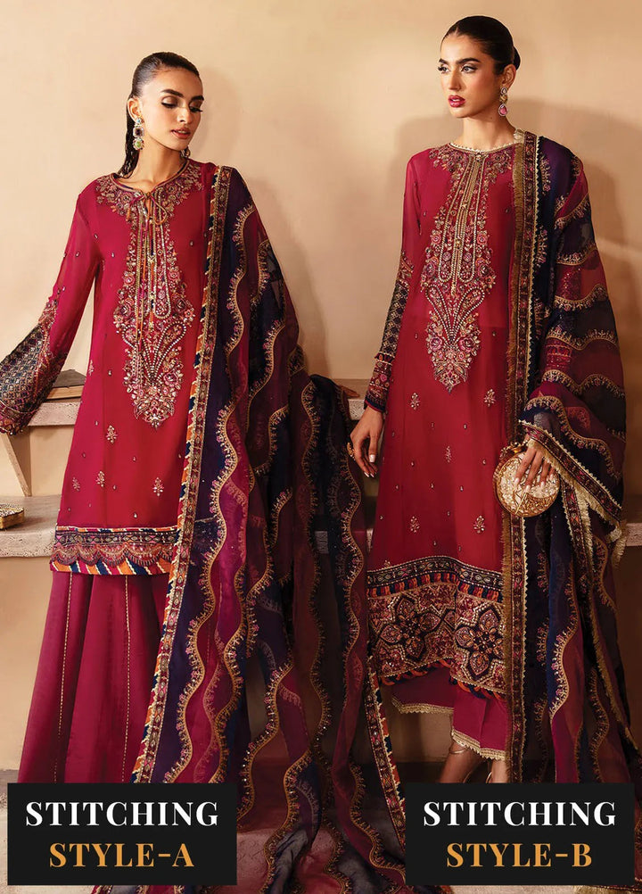 Raahi By Xenia Embroidered Chiffon Suit Unstitched 3 Piece ZE24R D-07 Mehkash - Formal Collection