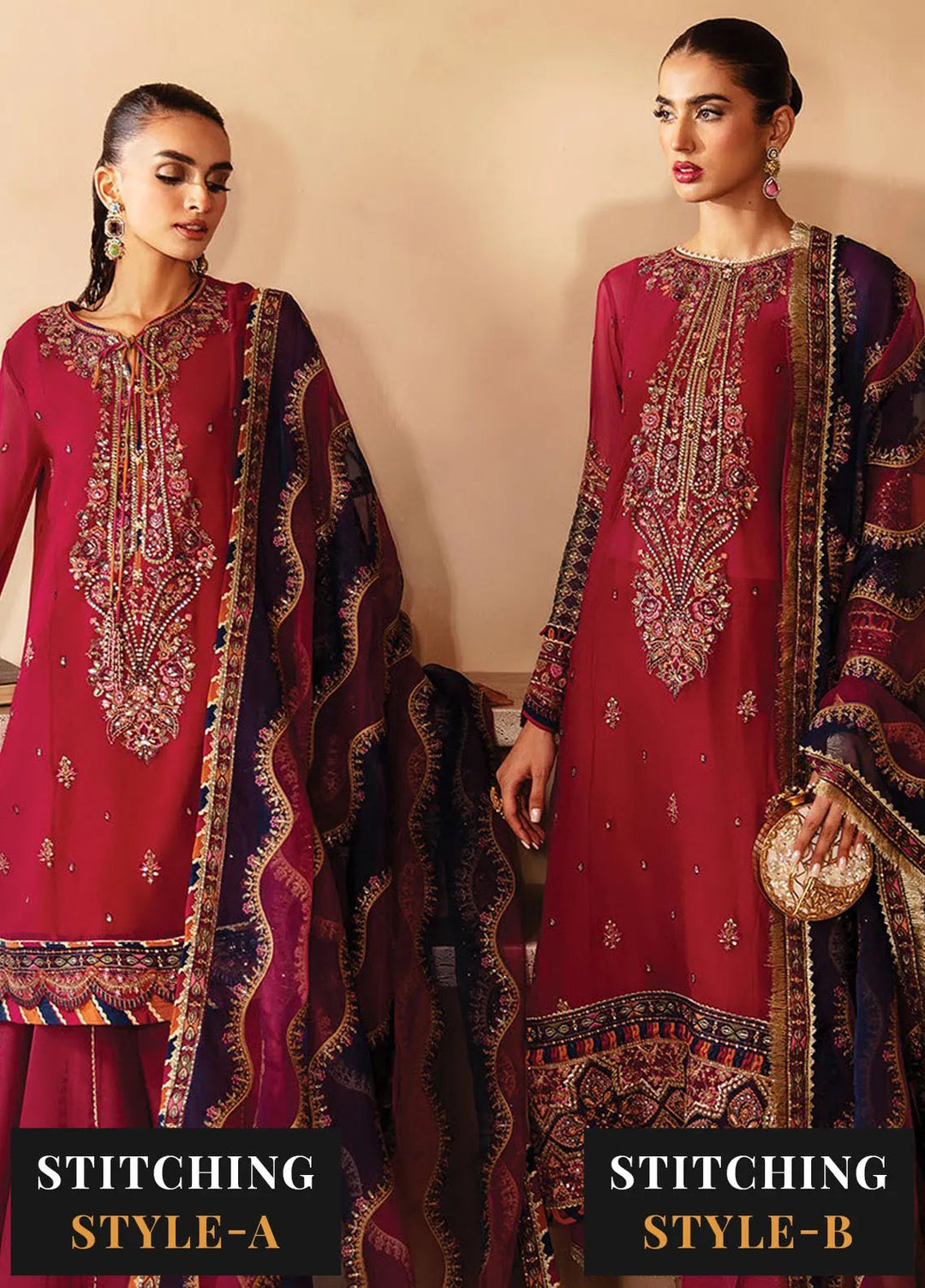 Raahi By Xenia Embroidered Chiffon Suit Unstitched 3 Piece ZE24R D-07 Mehkash - Formal Collection