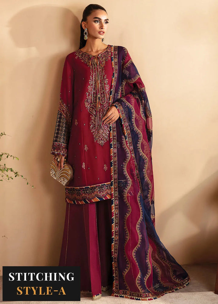 Raahi By Xenia Embroidered Chiffon Suit Unstitched 3 Piece ZE24R D-07 Mehkash - Formal Collection
