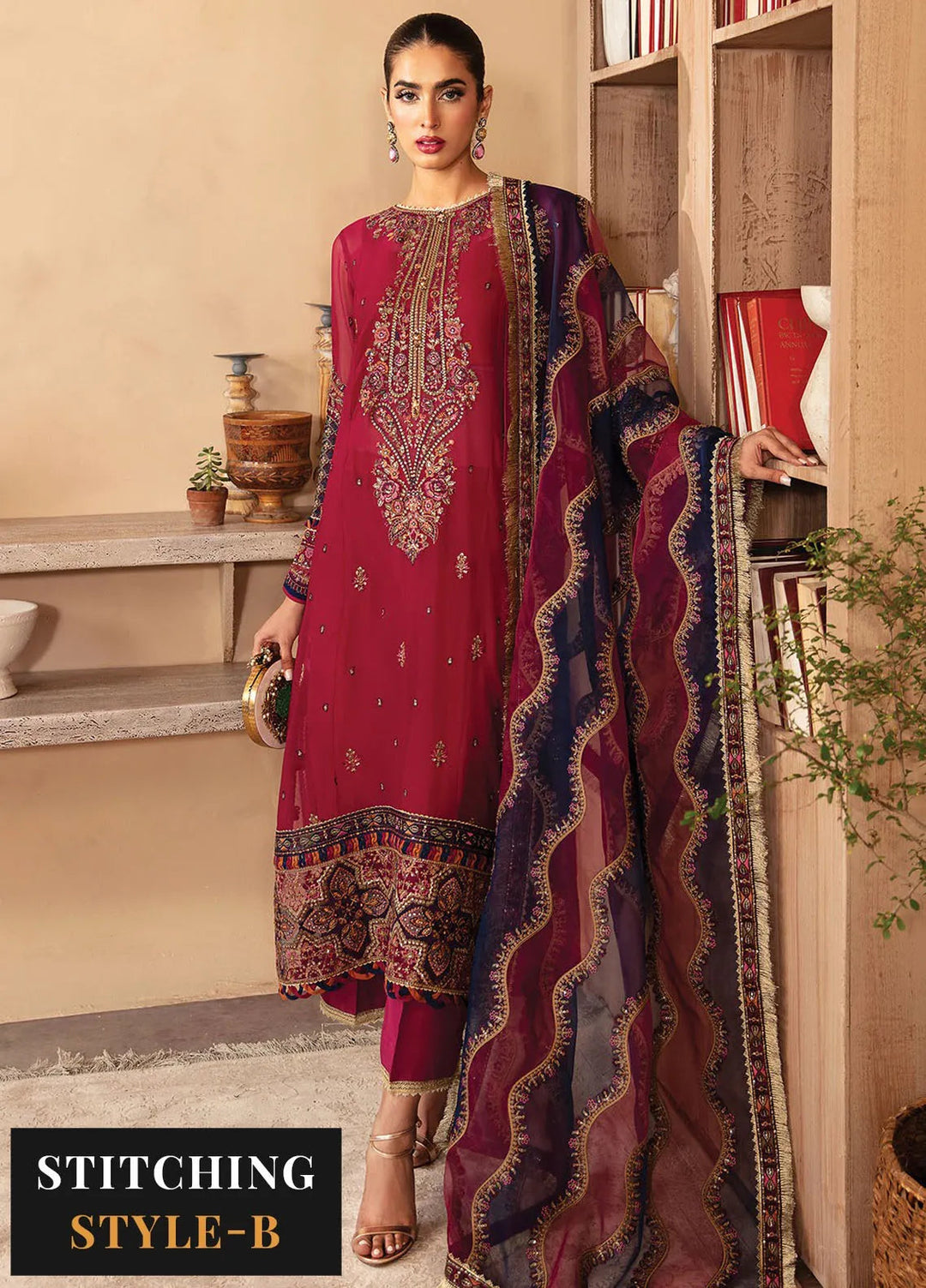 Raahi By Xenia Embroidered Chiffon Suit Unstitched 3 Piece ZE24R D-07 Mehkash - Formal Collection