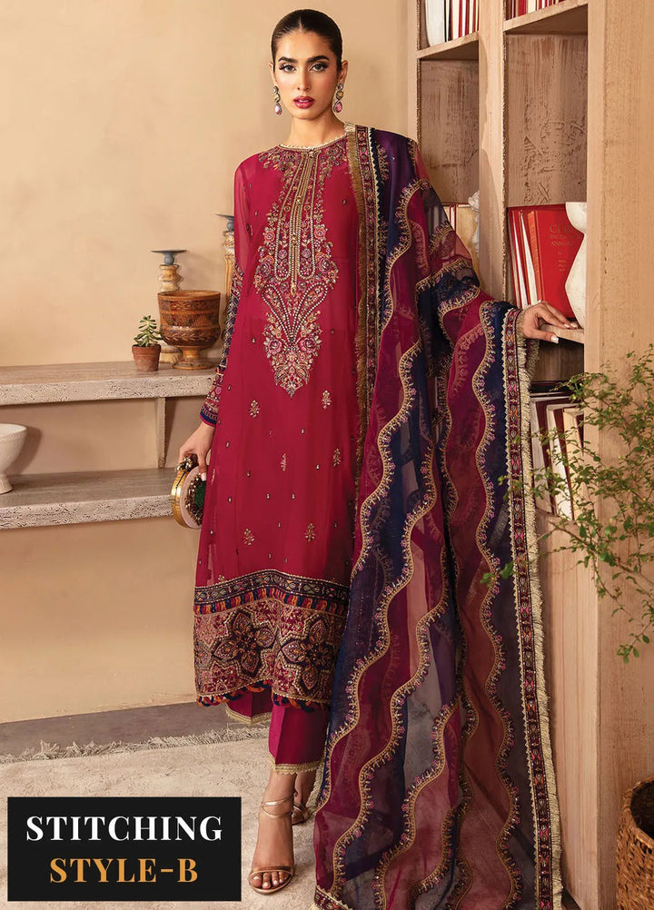 Raahi By Xenia Embroidered Chiffon Suit Unstitched 3 Piece ZE24R D-07 Mehkash - Formal Collection