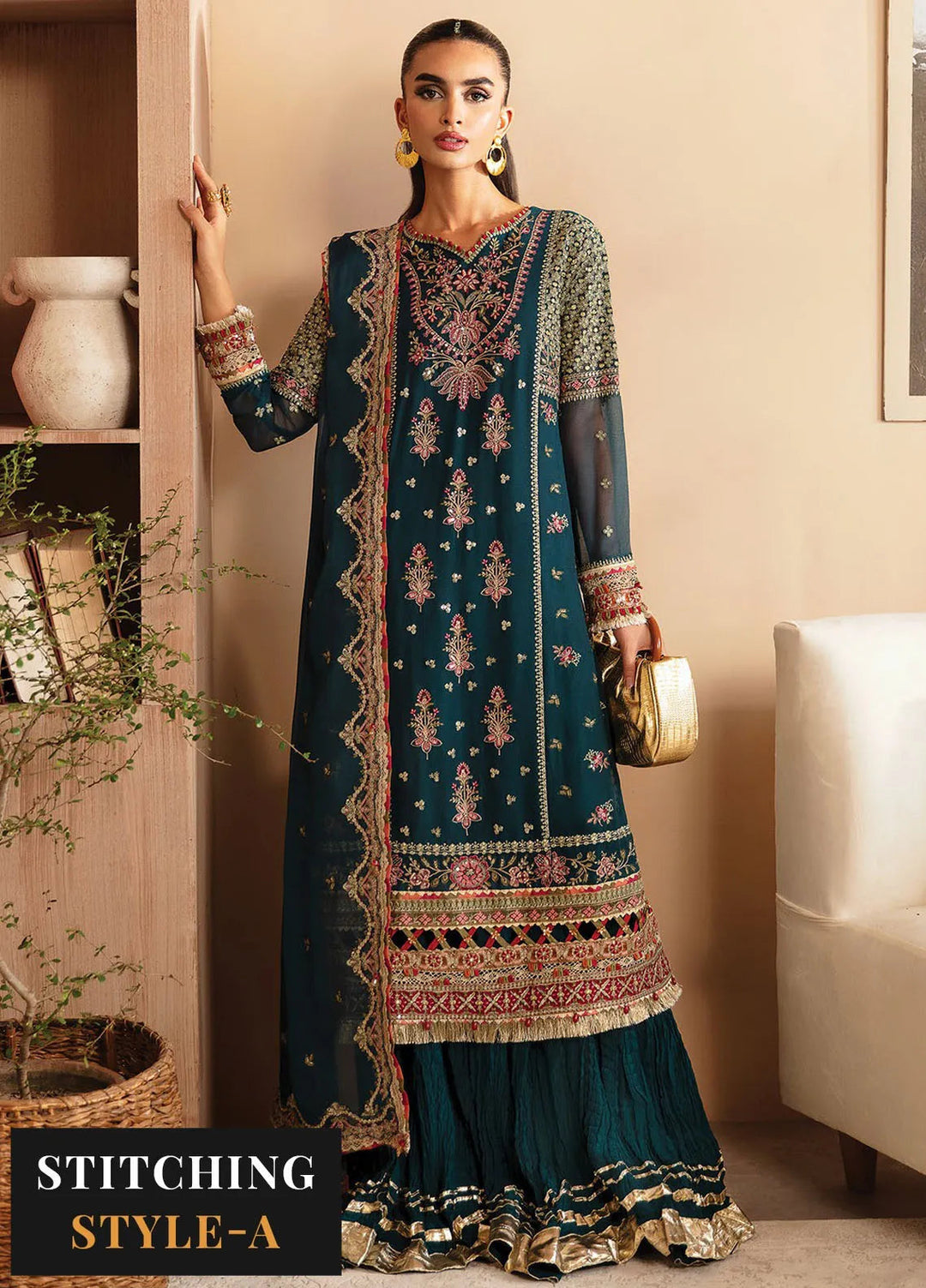 Raahi By Xenia Embroidered Chiffon Suit Unstitched 3 Piece ZE24R D-08 Nehmat - Formal Collection