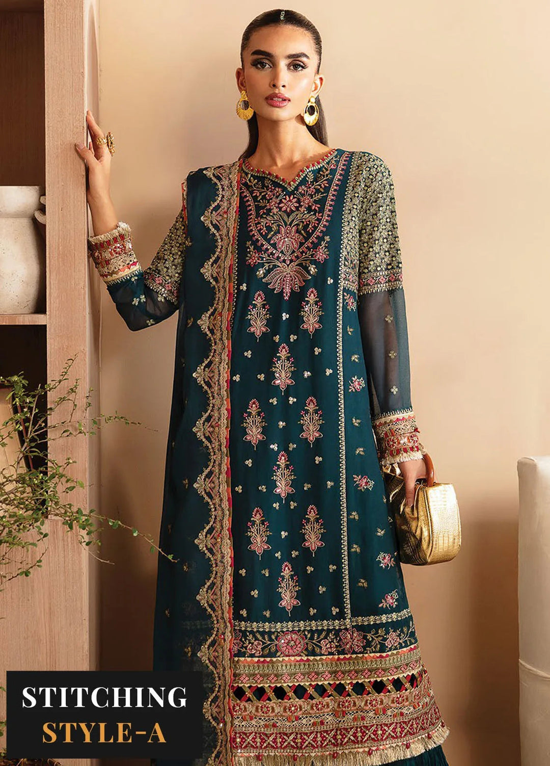Raahi By Xenia Embroidered Chiffon Suit Unstitched 3 Piece ZE24R D-08 Nehmat - Formal Collection