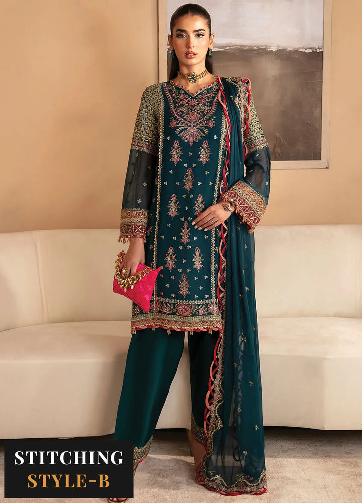 Raahi By Xenia Embroidered Chiffon Suit Unstitched 3 Piece ZE24R D-08 Nehmat - Formal Collection