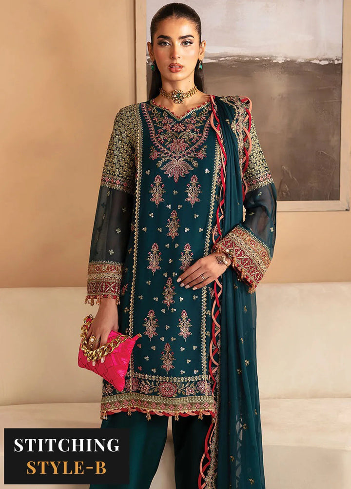 Raahi By Xenia Embroidered Chiffon Suit Unstitched 3 Piece ZE24R D-08 Nehmat - Formal Collection