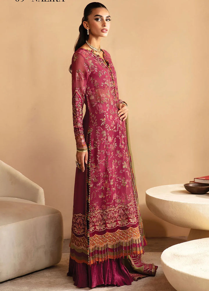 Raahi By Xenia Embroidered Chiffon Suit Unstitched 3 Piece ZE24R D-09 Nalika - Formal Collection