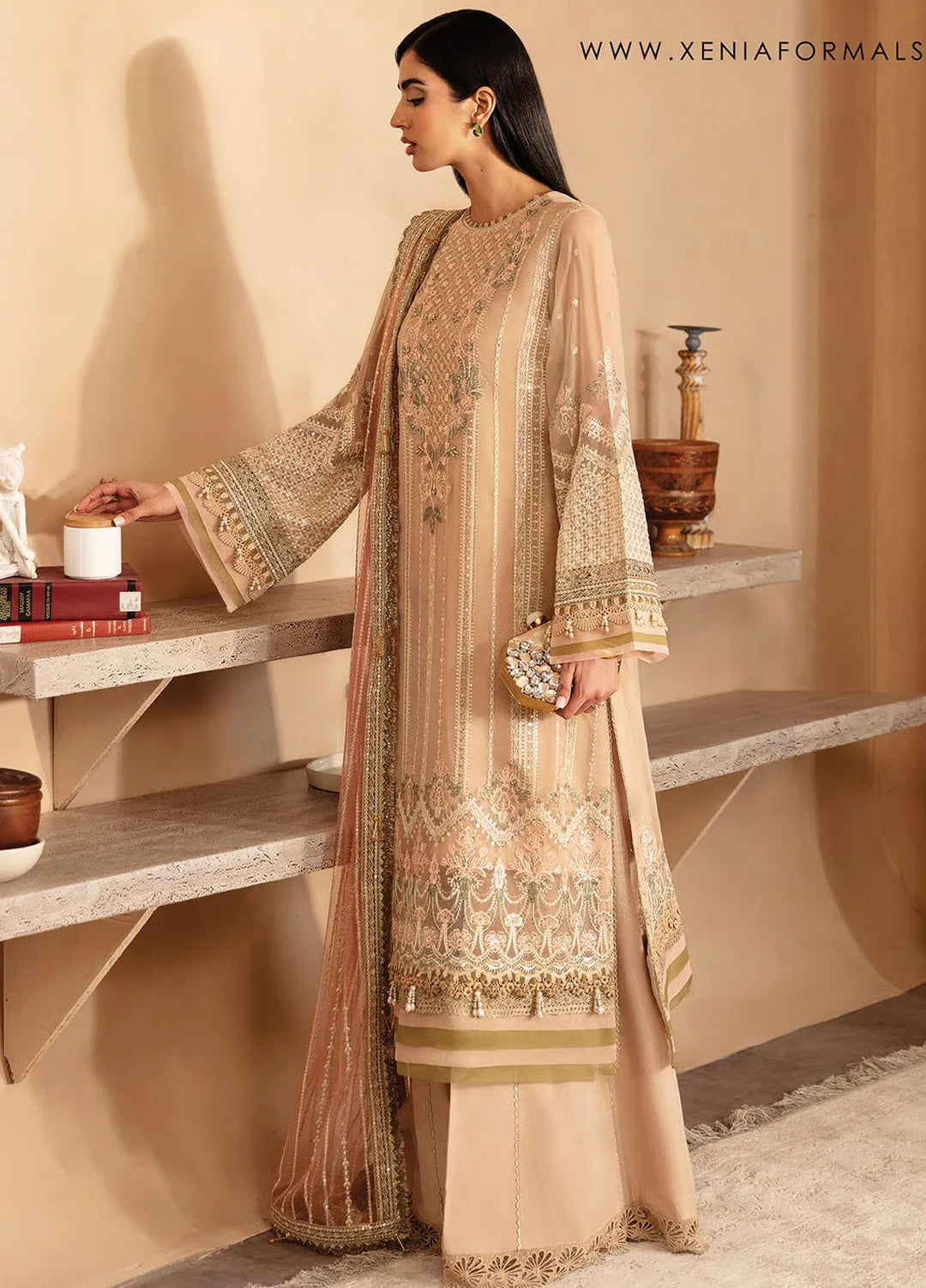 Raahi By Xenia Embroidered Chiffon Suit Unstitched 3 Piece ZE24R D-10 Toyam - Formal Collection