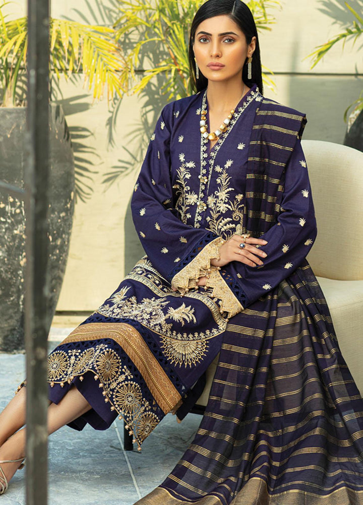 Raaya by Rang Rasiya Embroidered Lawn Suits Unstitched 3 Piece RY22CL D-02 MAZARINE - Summer Collection