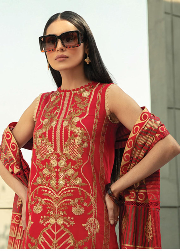 Raaya by Rang Rasiya Embroidered Lawn Suits Unstitched 3 Piece RY22CL D-04 CARMINE - Summer Collection
