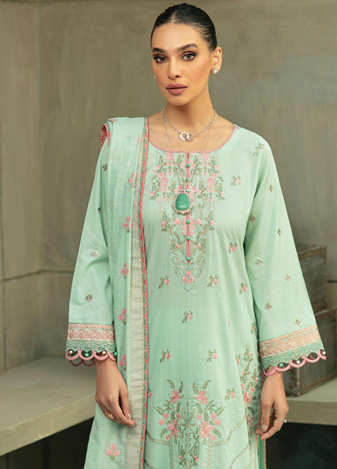 Raaya by Rang Rasiya Embroidered Lawn Suits Unstitched 3 Piece RY22CL D-06 CARMINE - Summer Collection