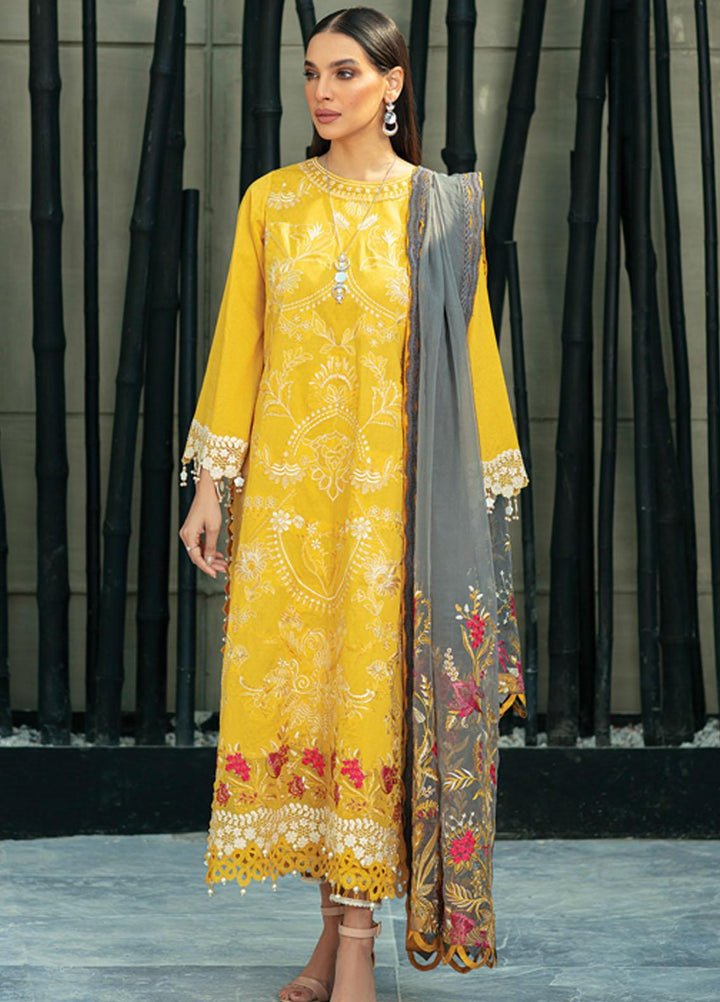 Raaya by Rang Rasiya Embroidered Lawn Suits Unstitched 3 Piece RY22CL D-08 BLAINE - Summer Collection