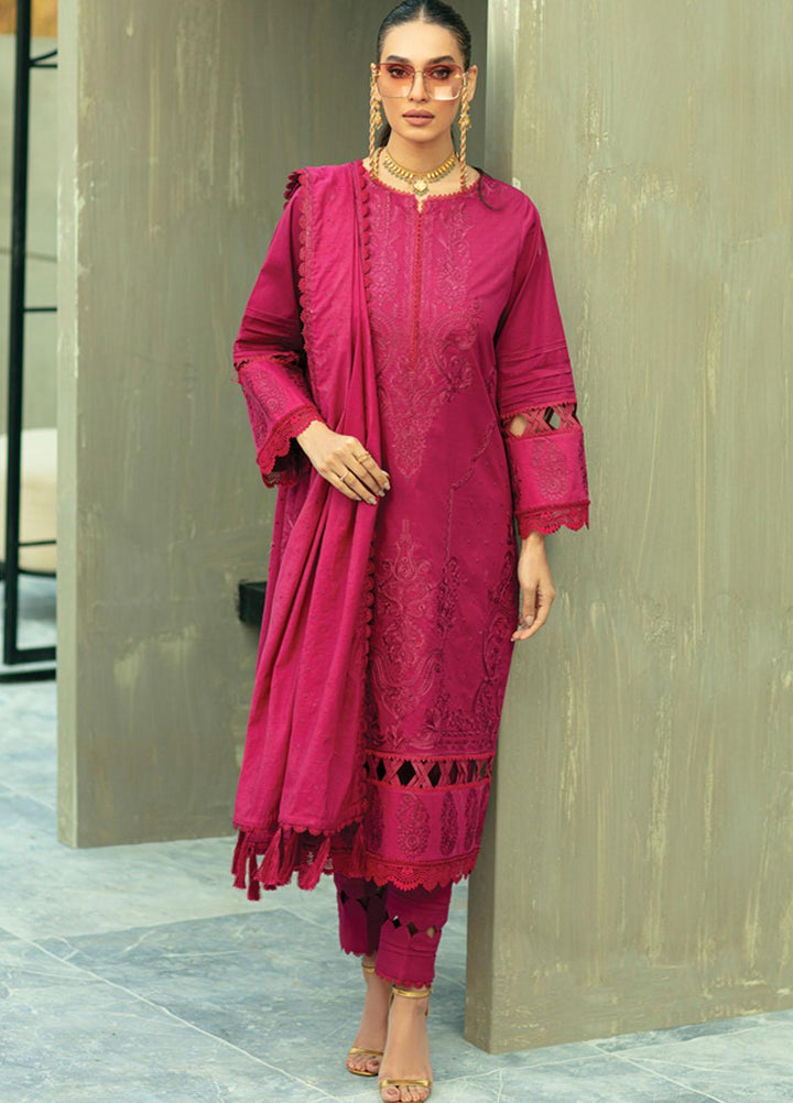 Raaya by Rang Rasiya Embroidered Lawn Suits Unstitched 3 Piece RY22CL D-09 FUSCHIA - Summer Collection