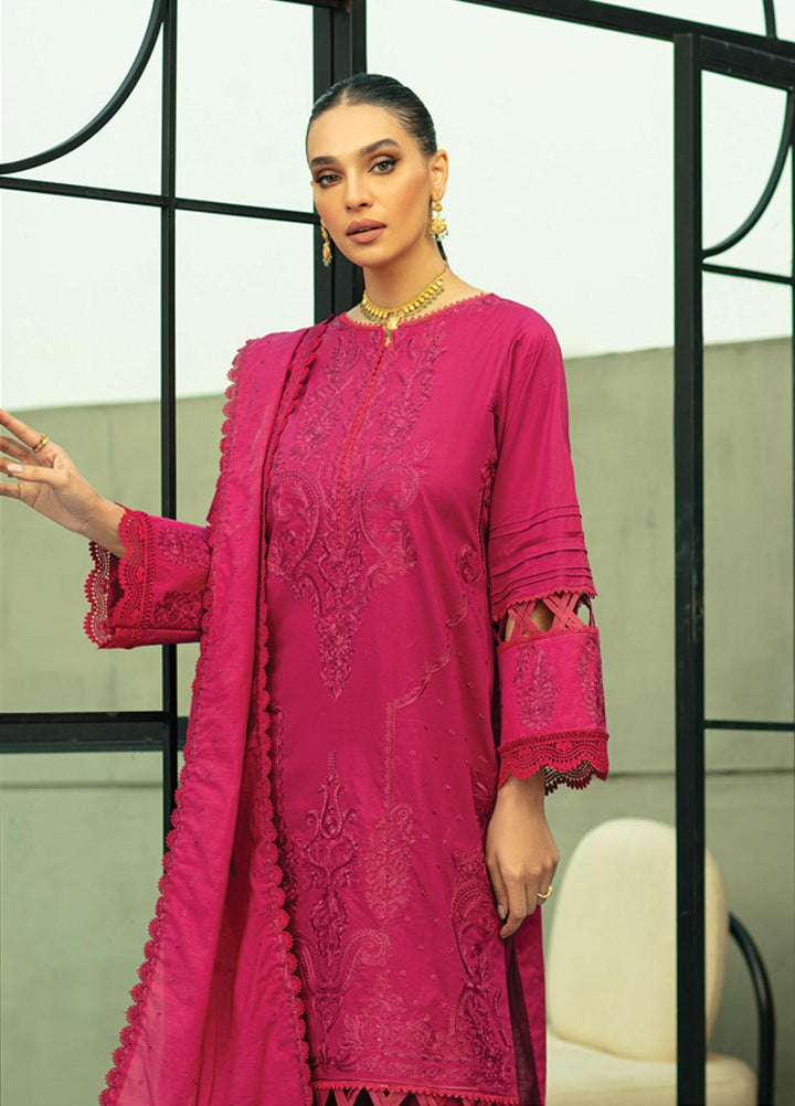 Raaya by Rang Rasiya Embroidered Lawn Suits Unstitched 3 Piece RY22CL D-09 FUSCHIA - Summer Collection