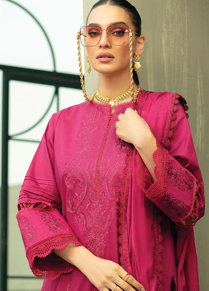 Raaya by Rang Rasiya Embroidered Lawn Suits Unstitched 3 Piece RY22CL D-09 FUSCHIA - Summer Collection