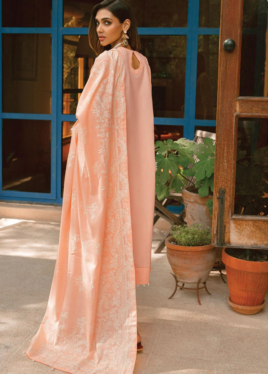 Raaya by Rang Rasiya Embroidered Lawn Suits Unstitched 3 Piece RRR22E D-1 Peach Chic - Eid Collection