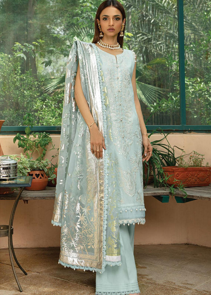 Raaya by Rang Rasiya Embroidered Lawn Suits Unstitched 3 Piece RRR22E D-10 Ice Queen - Eid Collection