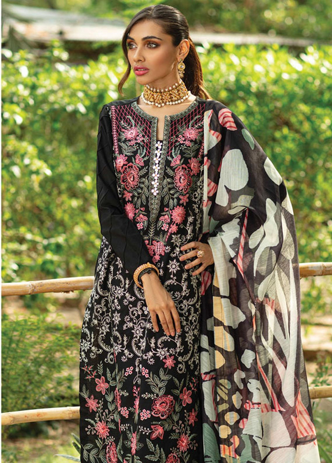 Raaya by Rang Rasiya Embroidered Lawn Suits Unstitched 3 Piece RRR22E D-3 Midnight Garden - Eid Collection