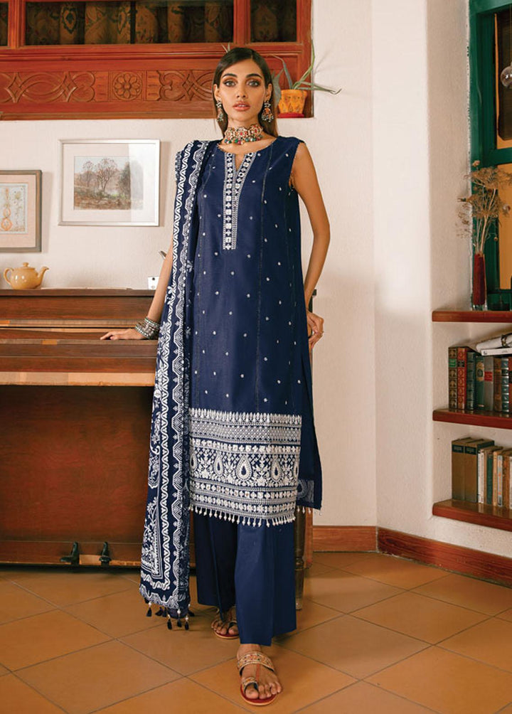 Raaya by Rang Rasiya Embroidered Lawn Suits Unstitched 3 Piece RRR22E D-5 Navy Delight - Eid Collection